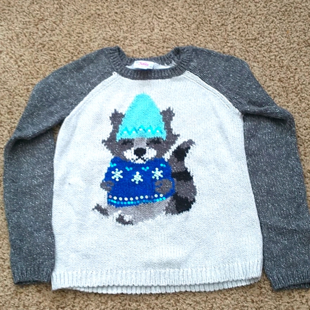 Justice girls raccoon sequin sweater